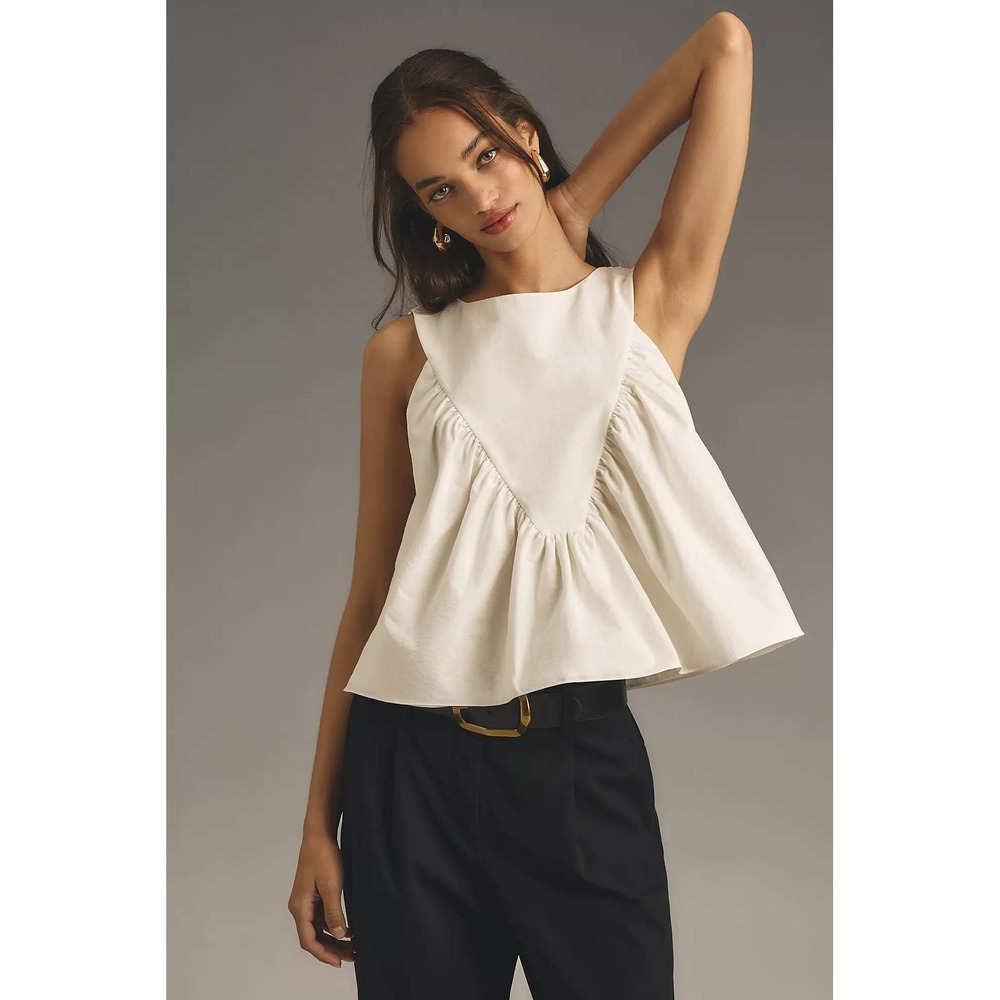 Sleeveless Cream Peplum Top - Minimal Chic